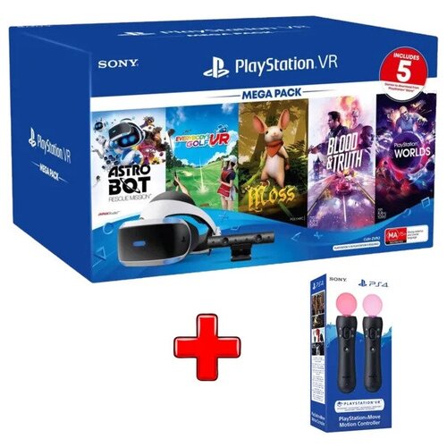 Шлем виртуальной реальности Sony PlayStation VR «CUH-ZVR2» + PlayStation Camera + 5 новых игр MegaPack New + PS4 Move