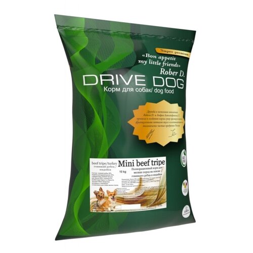 DRIVE DOG MINI BEEF TRIPE Говяжий рубец с индейкой 10кг Полнорационный корм для собак мелких пород бульон говяжий роллтон домашний 100 г