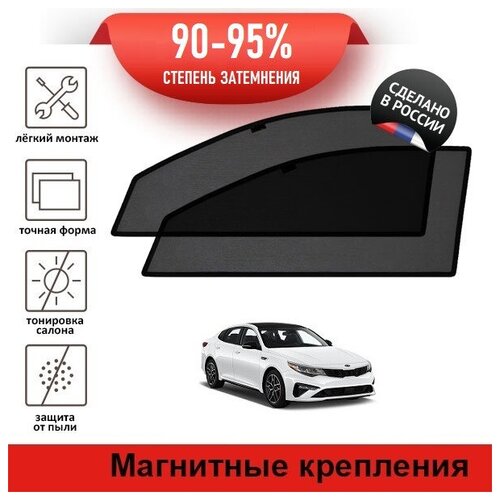 Каркасные шторки LATONIK PREMIUM на Kia Optima 4 рестайлинг (2018-н. в) на передние двери на магнитах с затемнением 90-95%