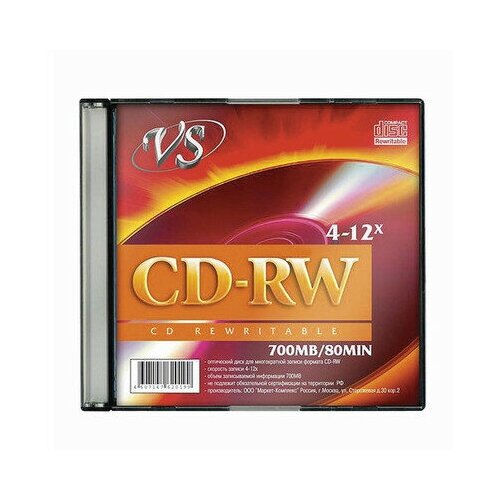 VS Диск CD-RW VS 700 Mb, 12x, Slim Case (1), (1/200) (VSCDRWSL01) [10000046082] vs диск cd rw vs 700 mb 12x slim case 1 1 200 vscdrwsl01 [10000046082]
