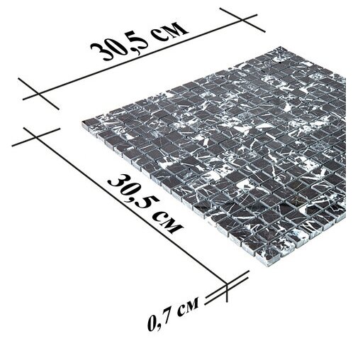 Мозаика из натурального черного мрамора Natural Mosaic 7M081-15P черный темный квадрат глянцевый - фотография № 15