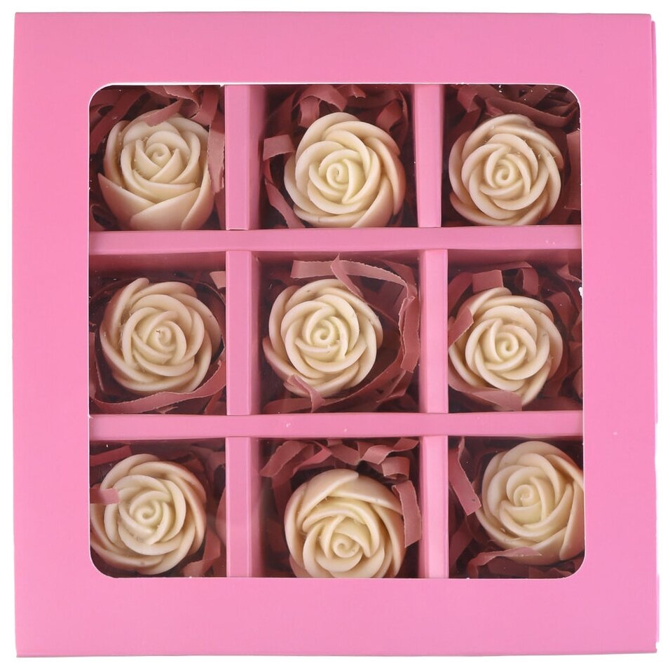 Шоколадные съедобные сладкие розы CHOCO STORY - 9 шт в розовой мини-коробочке, 108 гр., M9-R-B - фотография № 5