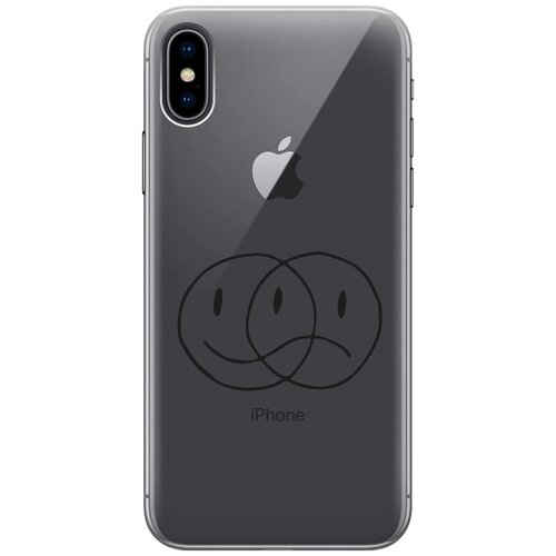 Силиконовый чехол на Apple iPhone Xs / X / Эпл Айфон Икс / Икс Эс с рисунком Two Faces силиконовый чехол на apple iphone xs x эпл айфон икс икс эс с рисунком instaholic w soft touch черный