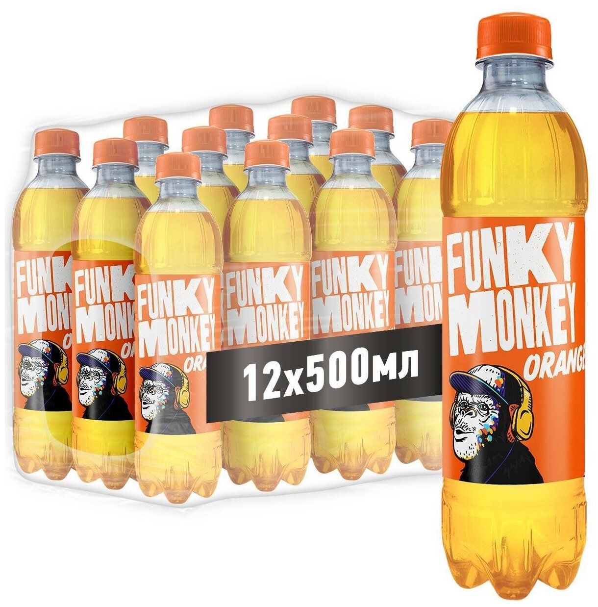 Газированный напиток FUNKY MONKEY Orange 0,5 л.х 12 шт. - фотография № 1