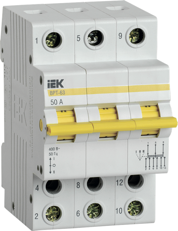 Трехпозиционный переключатель 3Р 50А ВРТ-63 IEK
