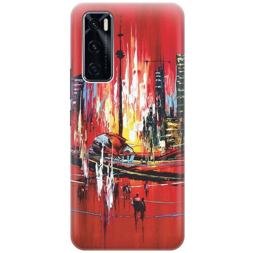 фото Ультратонкий силиконовый чехол-накладка для vivo v20 se с принтом "акварельный город" gosso