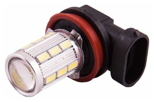 Светодиод H11 18 SMD 12 В 1-конт. белый с цоколем с линзой Skyway SH11-18SMD-5630+1SMD-5050 С линзой/S08201007