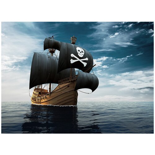 Фотообои Уютная стена Корабль с пиратским флагом 370х270 см Бесшовные Премиум (единым полотном) фотообои уютная стена корабль с пиратским флагом 370х270 см бесшовные премиум единым полотном