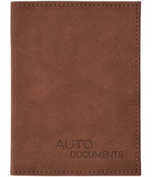 Обложка для автодокументов / органайзер для документов, коричневая экокожа нубук, Artlez