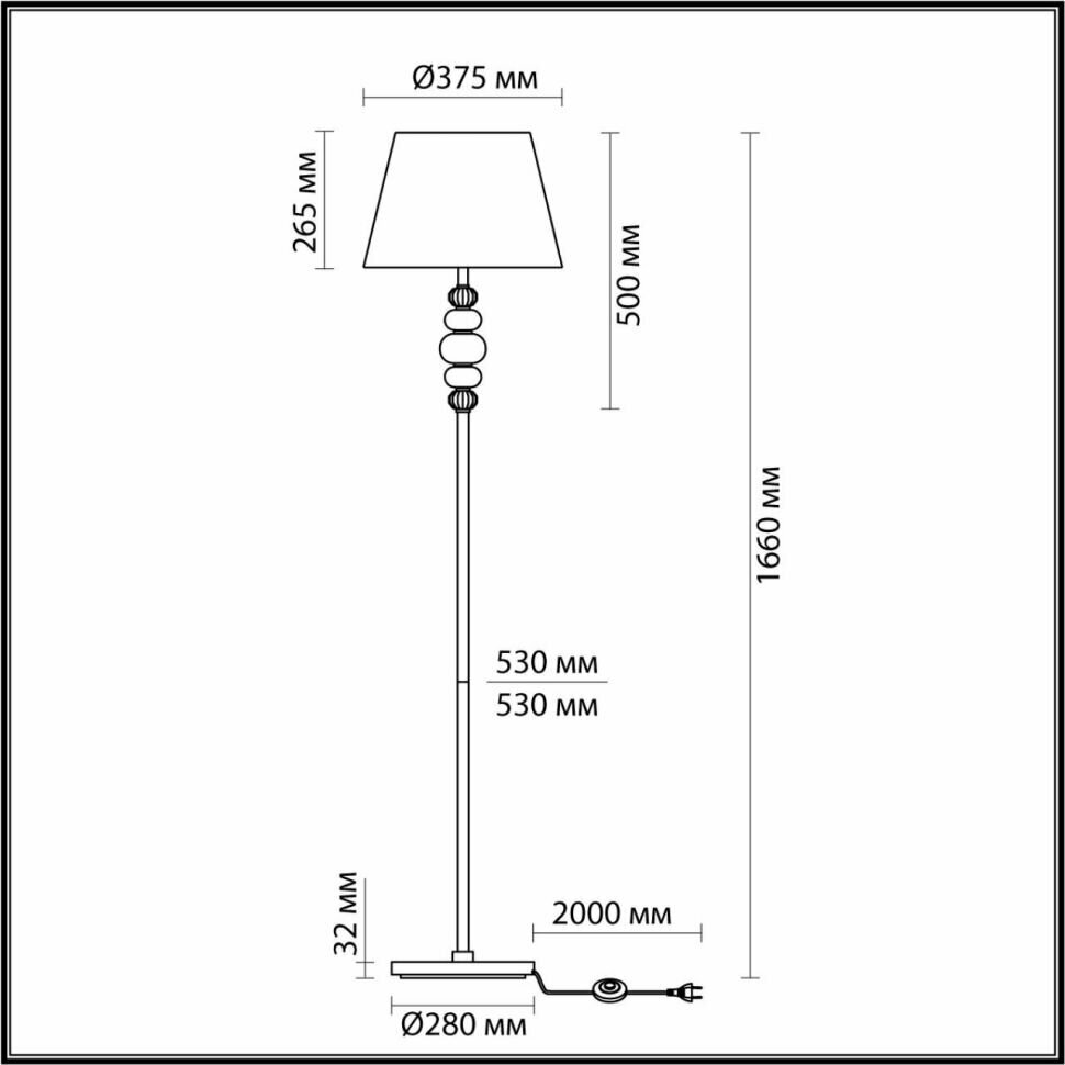 ODEON LIGHT 4896/1F MODERN ODL_EX23 27 черный матов./серый/молочный металл/керамика/ткань Торшер E27 1*60W SOCHI