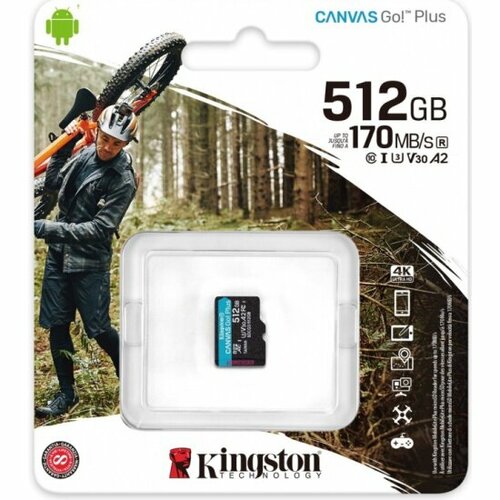 Карта памяти Kingston micro SDXC 512Gb Canvas Go Plus UHS-I U3 A2 (170/90 MB/s) флеш карта sdxc 512gb kingston canvas go plus uhs i u3 v30 sdg3 512gb