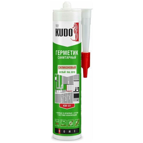 KUDO Герметик силиконовый санитарный белый 280 мл KSK-121 герметик силиконовый санитарный kudo белый ksk 121
