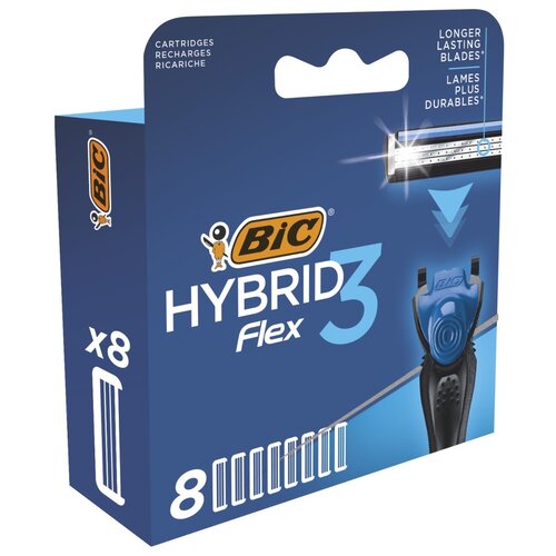 Сменные кассеты BIC 3 Flex Hybrid, синий, 8 шт. сменные кассеты bic flex 3 hybrid 8 шт
