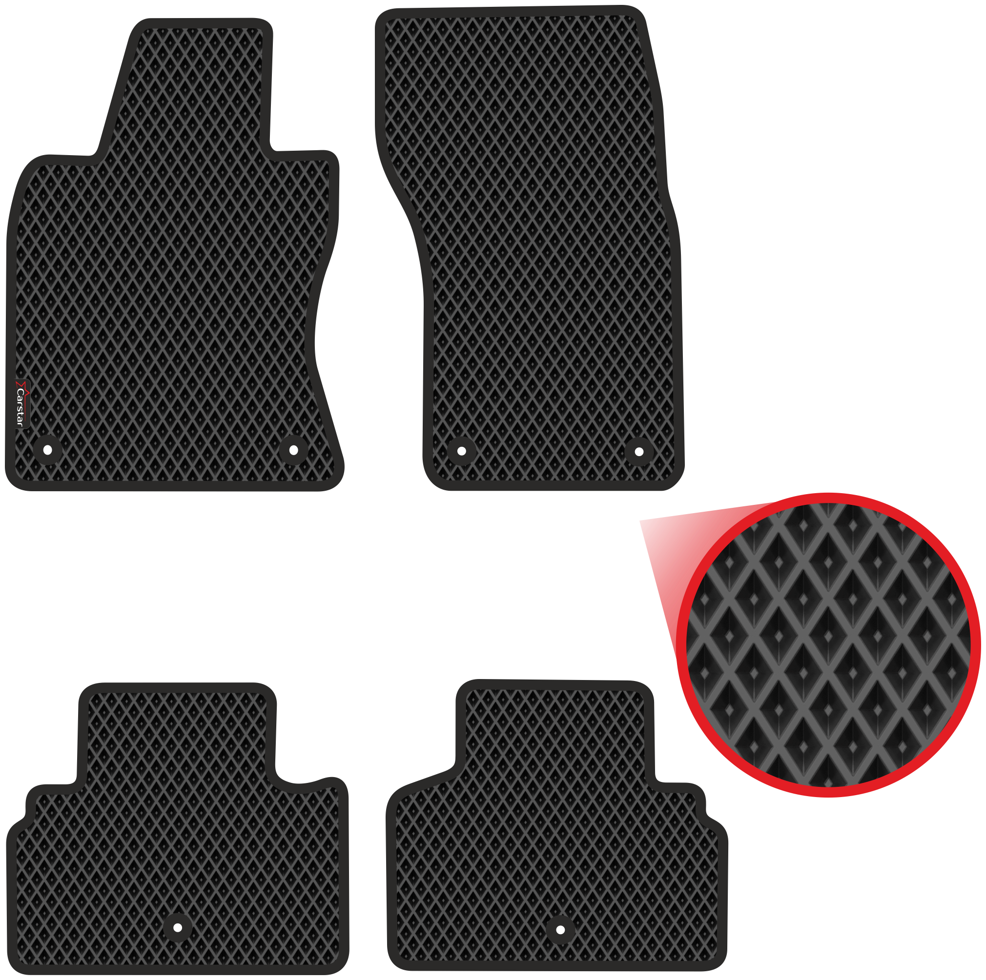 Автомобильные коврики EVA для Infiniti Q50 I (2013-н/в) чёрные с чёрным кантом ячейка - ромб