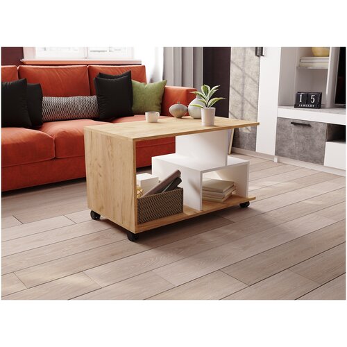 Журнальный стол СЖМ-1 дуб крафт золотой/белый