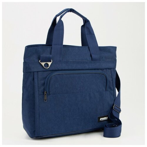 фото Сумка дорожная на молнии, наружный карман, длинный ремень, цвет синий сарабелла