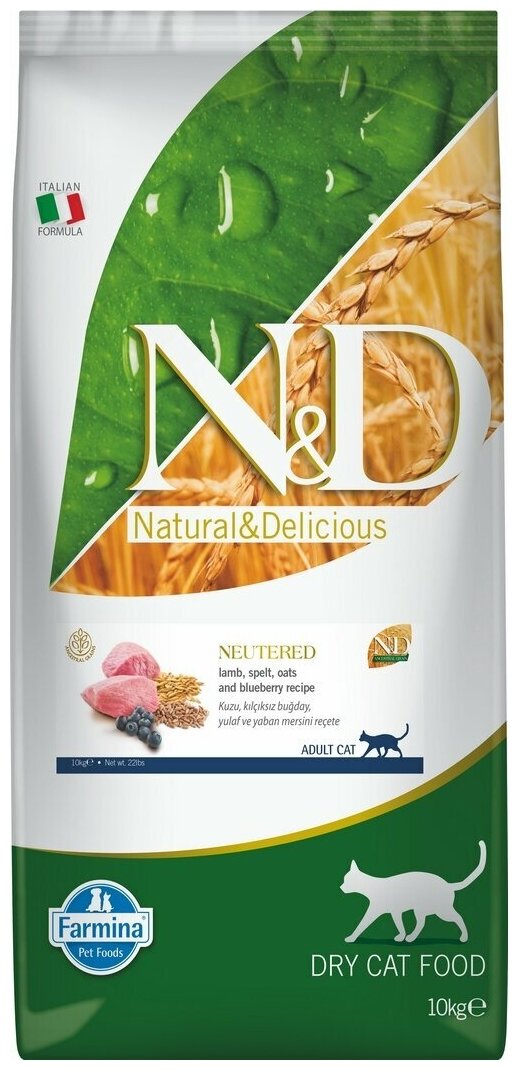 N&D Cat Ancestral Grain с курицей и гранатом низкозерновой сухой корм для стерилизованных кошек и кастрированных котов 10кг - фотография № 1