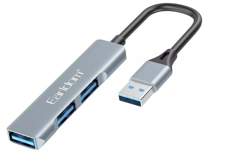 Адаптер Разветвитель USB HUB 3 порта USB 30 серебро ET-HUB09