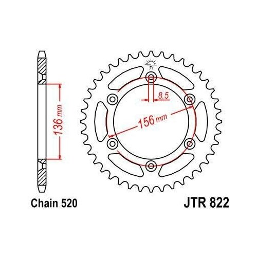 Звезда JT ведомая JTR822.51 51 зуб