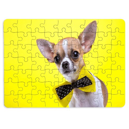 Пазлы CoolPodarok Собака на желтом фоне 13х18см 63 эл. магнитный