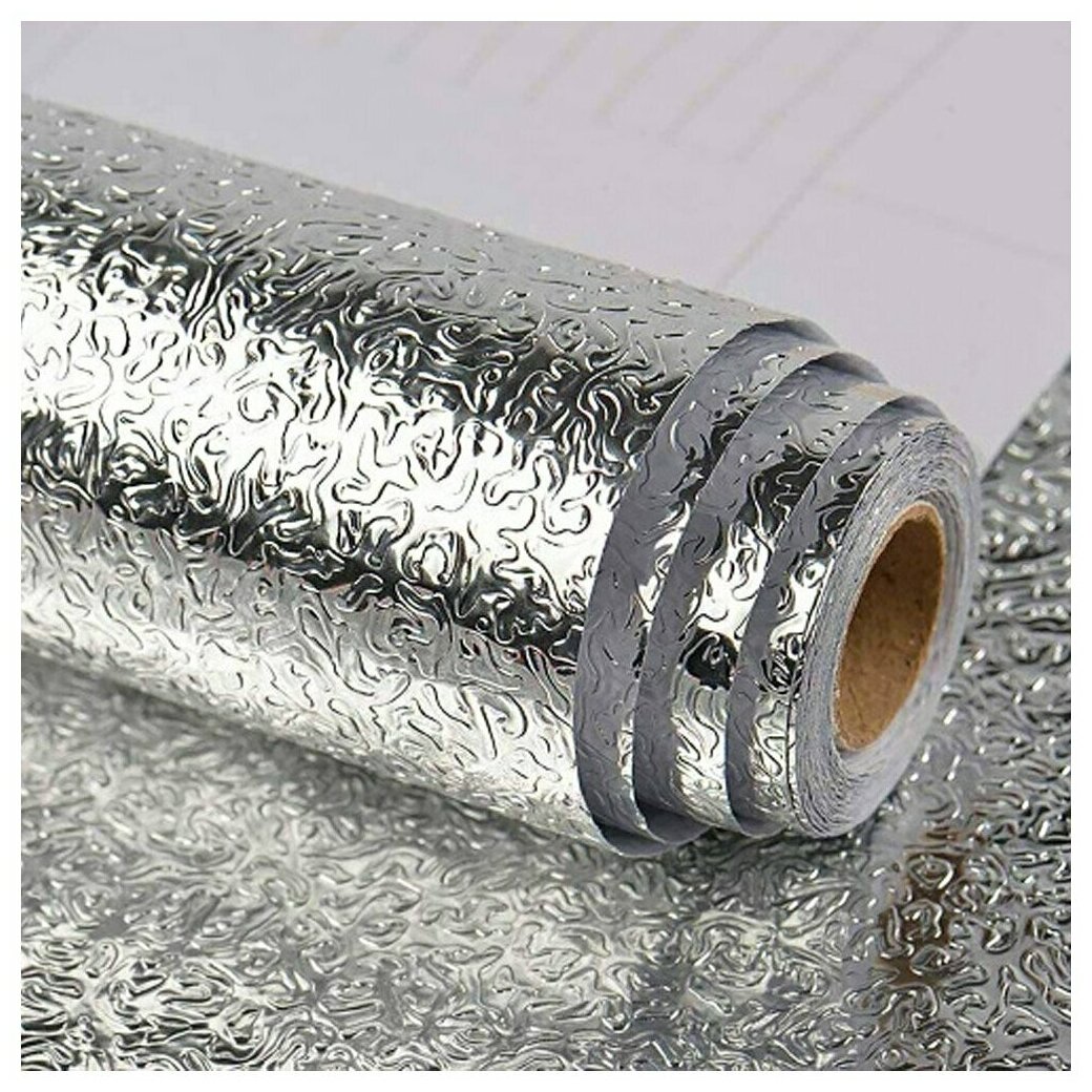 Алюминиевая самоклеящаяся защитная плёнка фольга для кухни, ширина 60 см, рулон 3 м