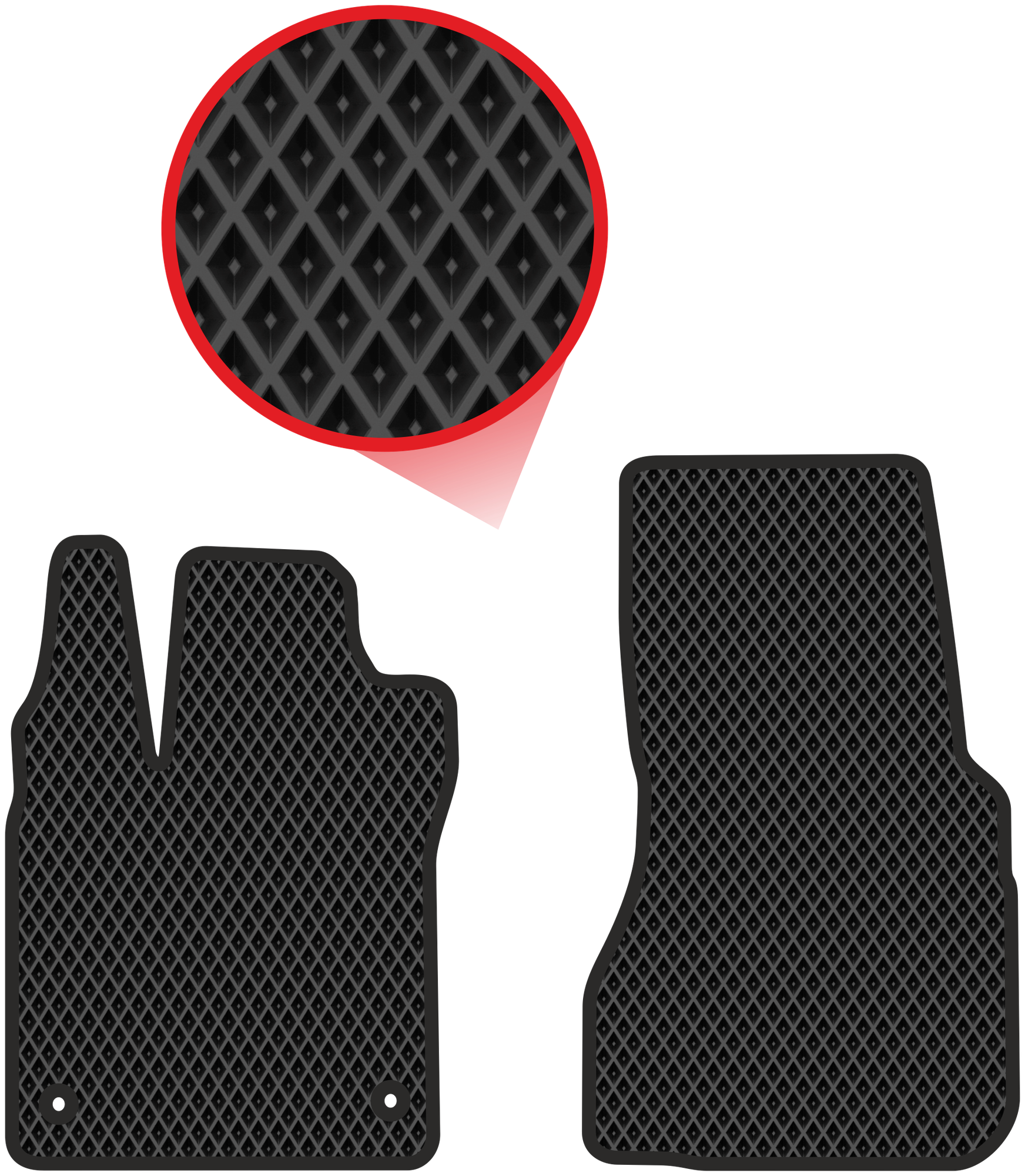 Автомобильные коврики EVA для Smart Fortwo III C453 (2014-н/в) чёрные с чёрным кантом ячейка - ромб