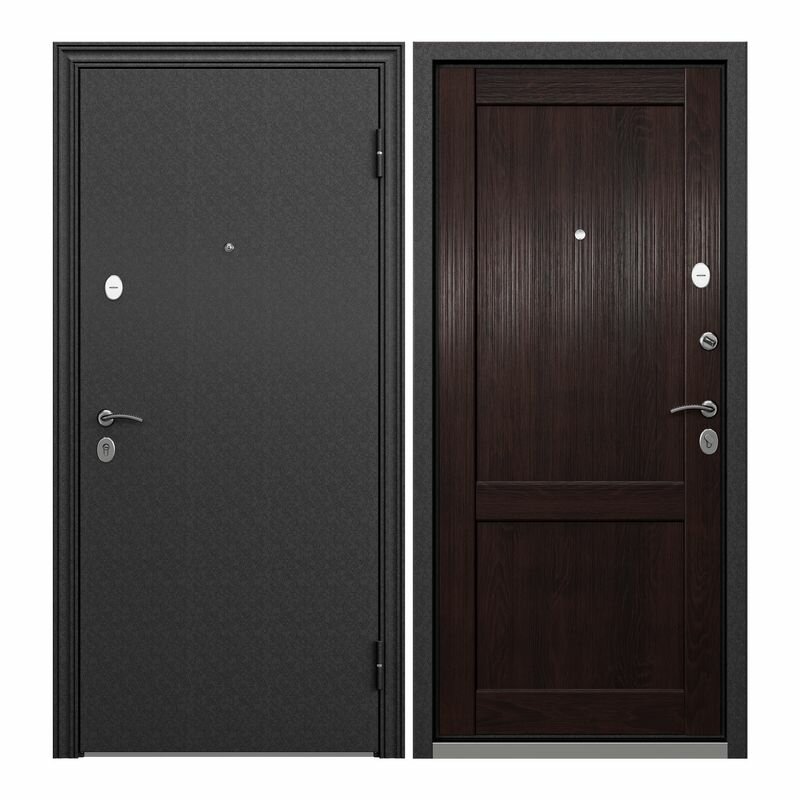 Дверь входная Torex для квартиры металлическая Flat-XL 860х2050 правый, тепло-шумоизоляция антикоррозийная защита замки 4-го класса, черный/коричневый - фотография № 1