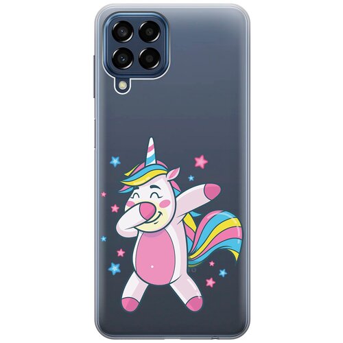 Силиконовый чехол с принтом Unicorn Dab для Samsung Galaxy M33 5G / Самсунг М33 5г матовый чехол unicorn swim ring для samsung galaxy m33 5g самсунг м33 5г с 3d эффектом красный