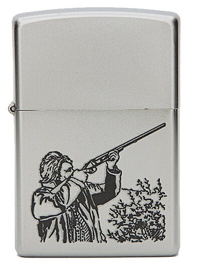 Зажигалка Zippo Hunter с покрытием Satin Chrome латунь/сталь серебристая матовая 36x12x56 205 Hunter удалить