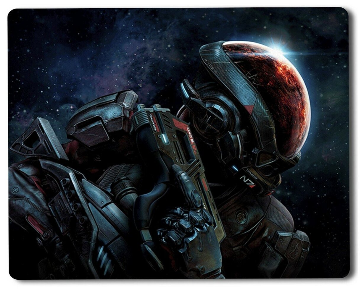 Геймерский коврик Mass Effect (масс эффект персонаж шепард игра андромеда космос)-2
