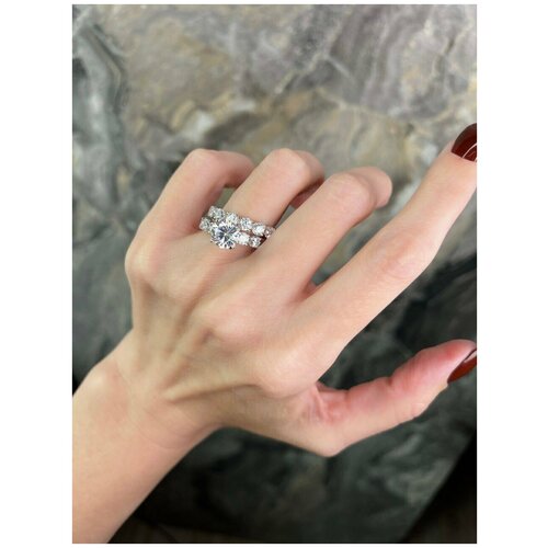 Кольцо Ermolov Jewelry серебро, 925 проба, родирование, фианит, размер 17, серебряный