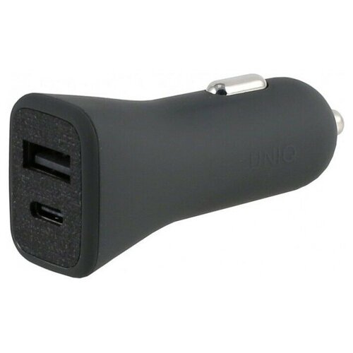 Автомобильное зарядное устройство Uniq Votra Duo P30 USB-C PD 18W + USB-A, Черный