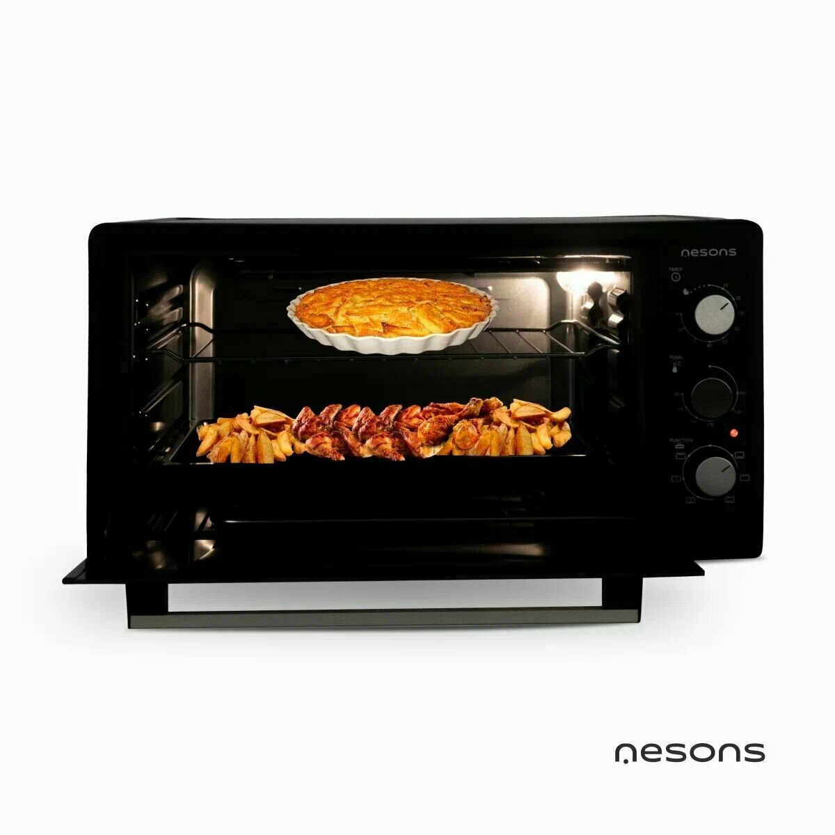 Мини-печь Nesons МО-48CBL 1500Вт, 6 режимов, 48л, гриль, черная - фотография № 3