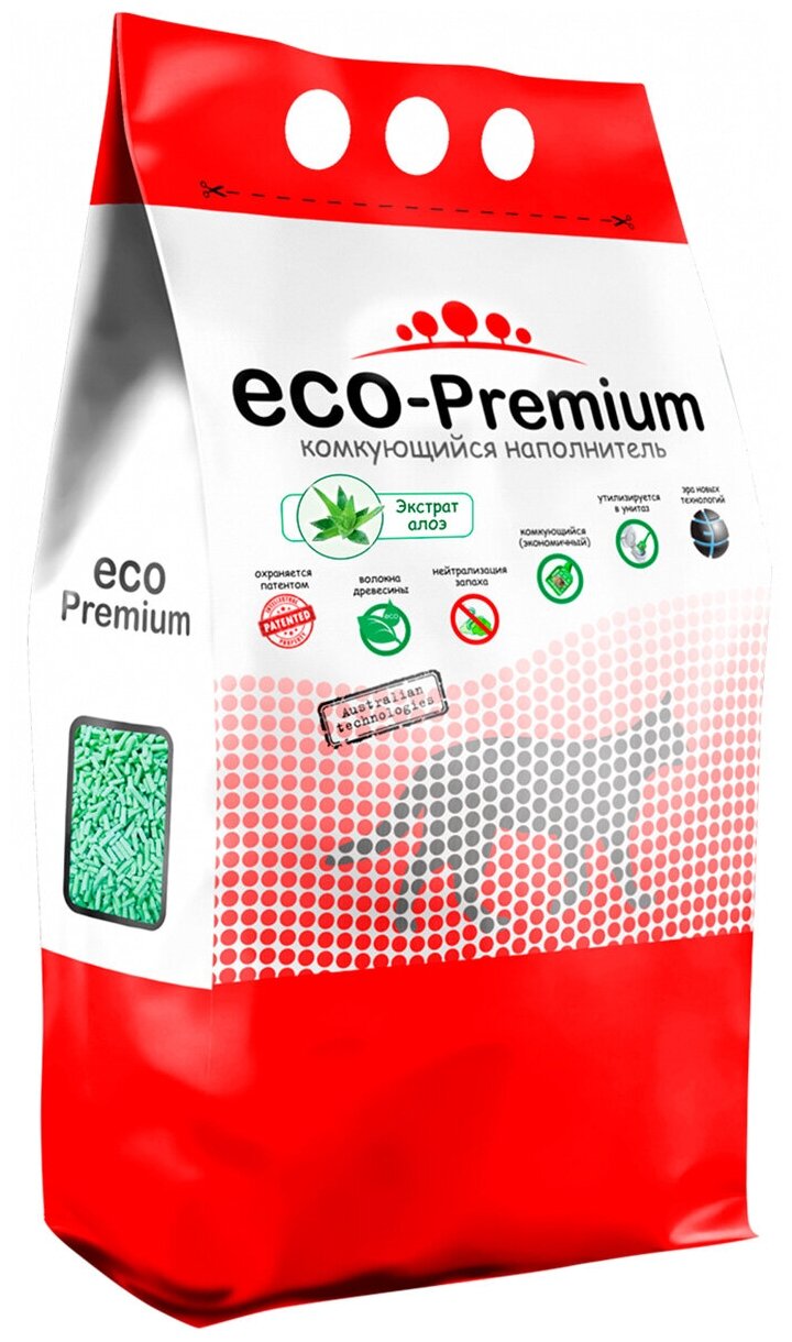 Комкующийся наполнитель, древесный с запахом алоэ ECO-Premium, светло-зеленый 7,6 кг, 20 л - фотография № 7