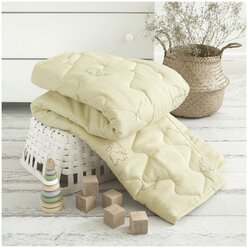 Детское одеяло теплое стеганое для новорожденных 105х140 овечья шерсть (300гр.) всесезонное/зимнее в кроватку и коляску