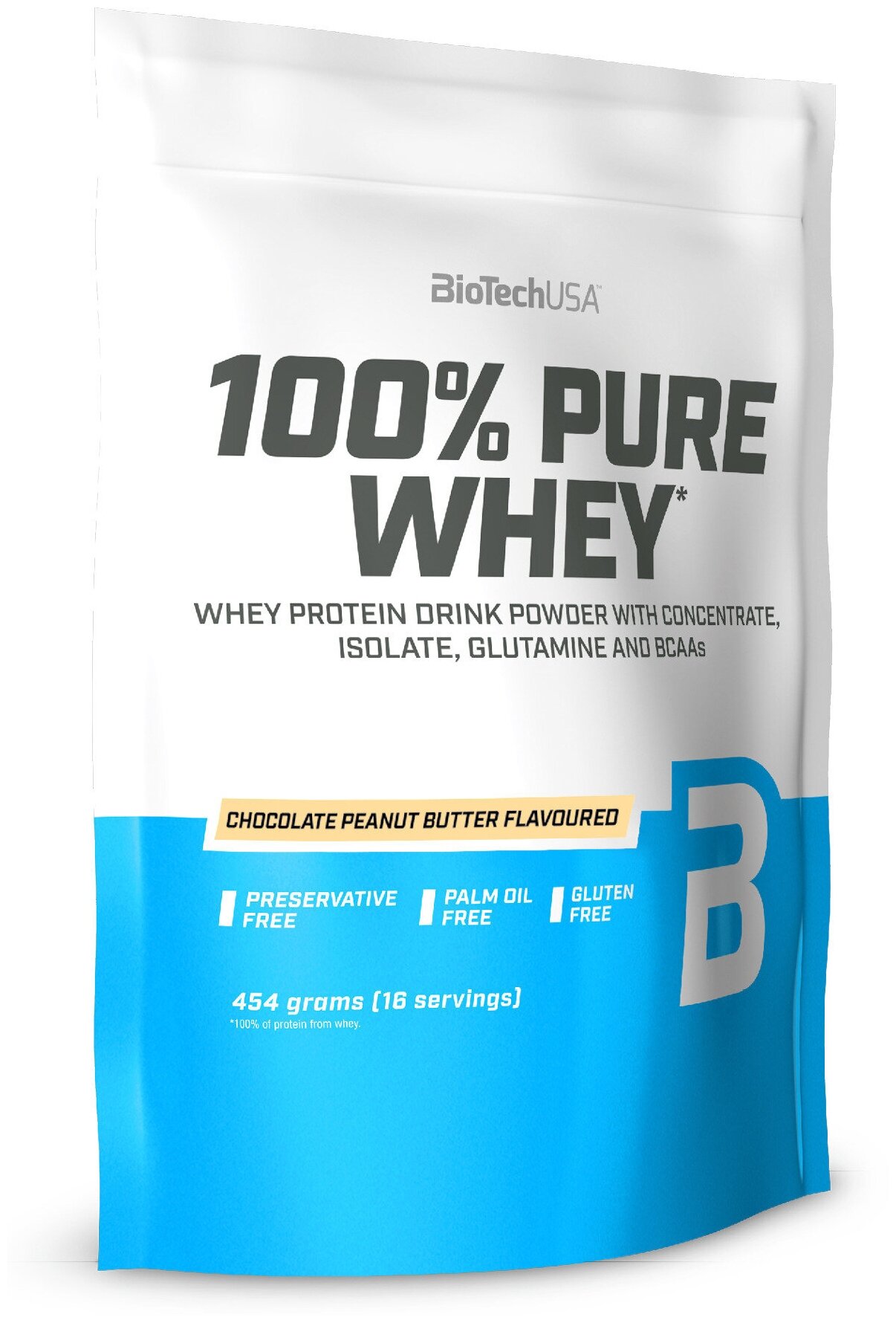 BioTechUSA 100% Pure Whey 454 гр., шоколад-арахисовое масло