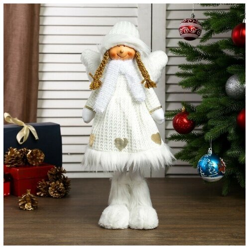 фото Кукла интерьерная "ангел-девочка в белом платье с сердечками" 50 см без бренда