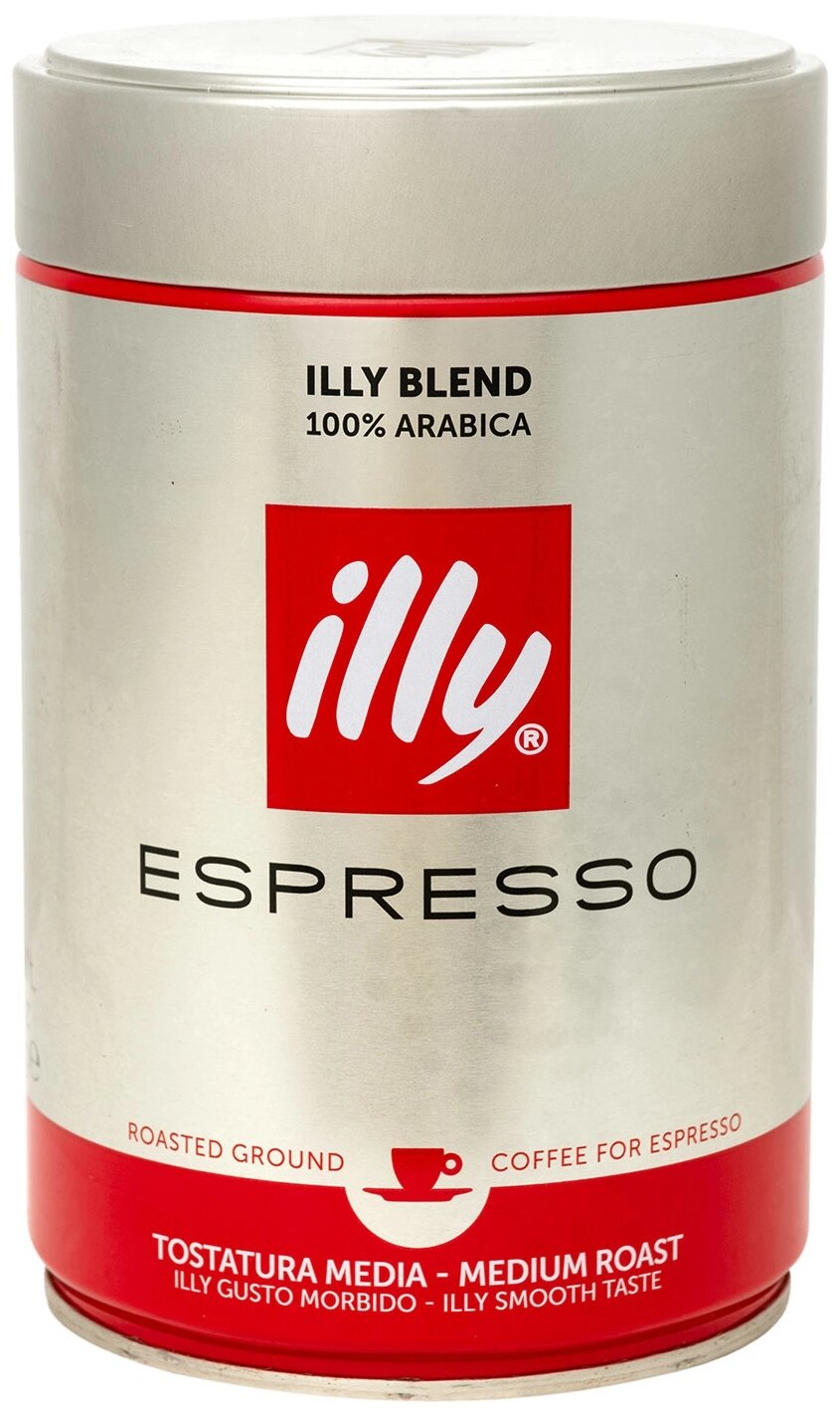 Кофе молотый Illy Espresso, 250 г, металлическая банка - фотография № 1