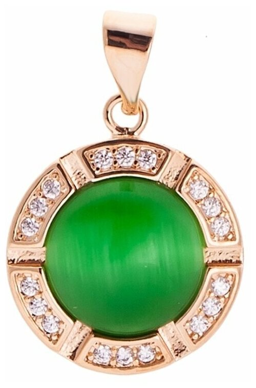 Подвеска Lotus Jewelry, кошачий глаз, зеленый