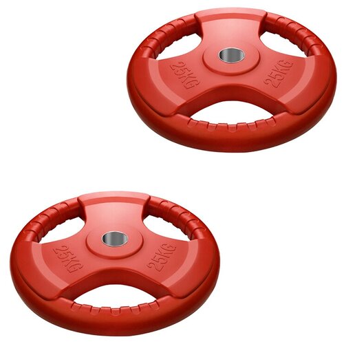 фото Набор цветных обрезиненных дисков с 3-мя хватами voitto 25 кг (2 шт), d 51