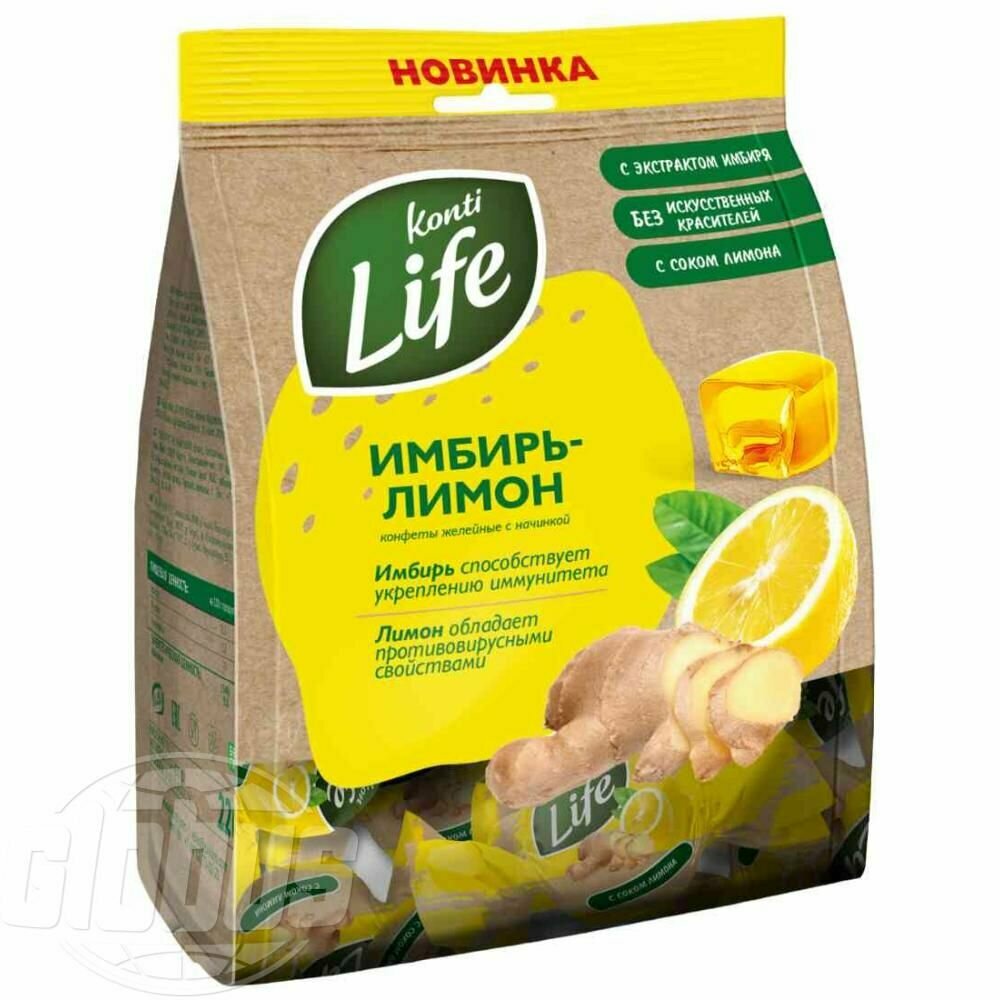 Конфеты желейные Konti Life Имбирь-лимон, 220 г