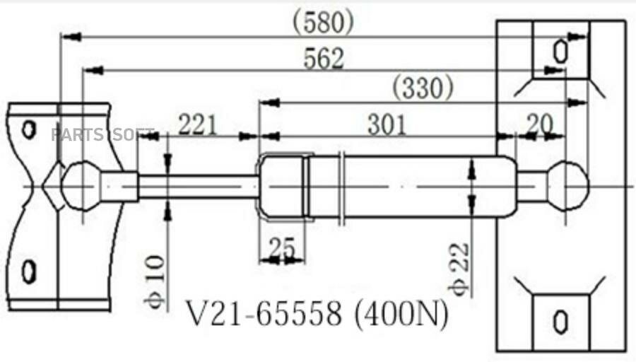 Амортизатор пятой двери Паджеро 4 V2165558 jett 1шт