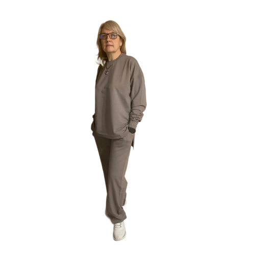 Костюм Karim, толстовка и брюки, повседневный стиль, свободный силуэт, карманы, пояс на резинке, размер 42, серый