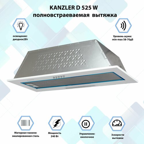 Вытяжка встраиваемая кухонная Kanzler D 525 S чёрный