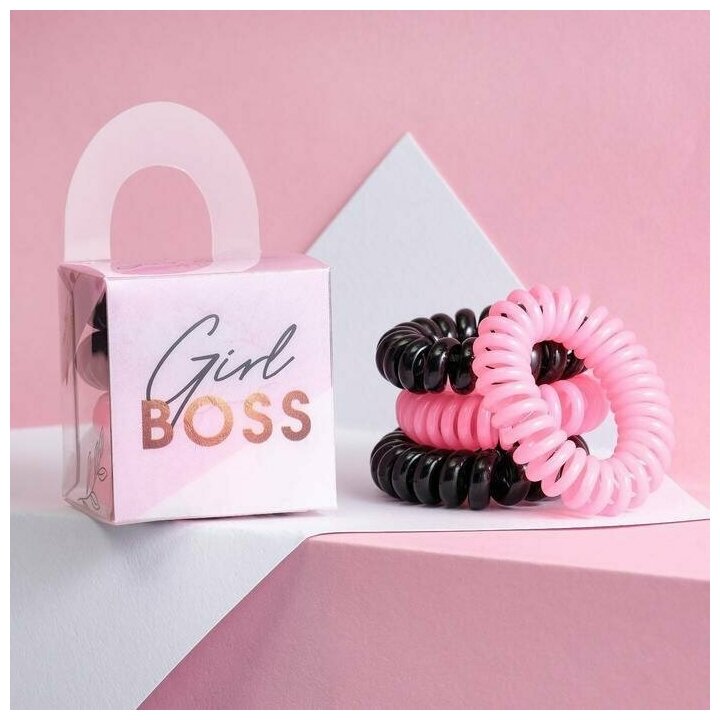 Набор резинок-пружинок для волос "Girl Boss", 4 шт.