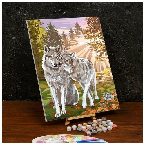 фото Картина по номерам на холсте с подрамником «волки» 40х50 см recom
