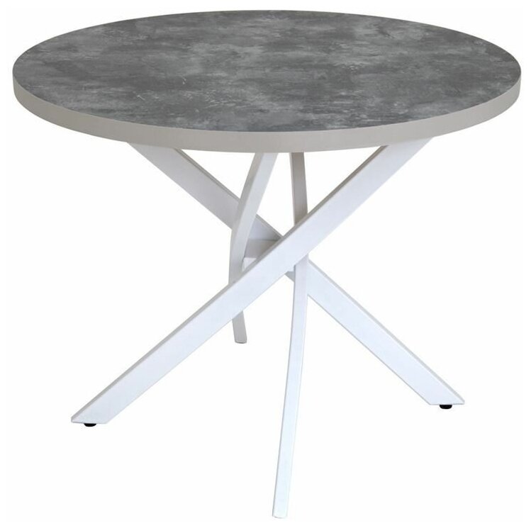 фото Стол круглый Red Black "Шип-32" ноги белые (пластикТерра графит 1426/ЛДСП 32 мм/кромка серый)