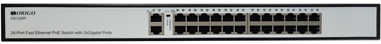 Unmanaged Switch 24x100Base-TX PoE, 2x1000Base-T, PoE Budget 285W, Long-range PoE up to 250m, 19" w/brackets