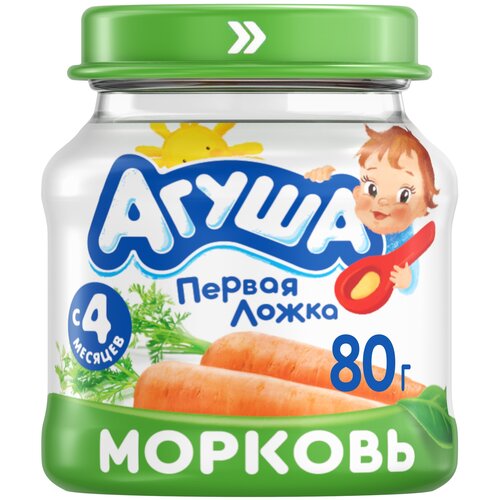 Пюре Агуша морковь (с 4 месяцев) 80 г/1шт
