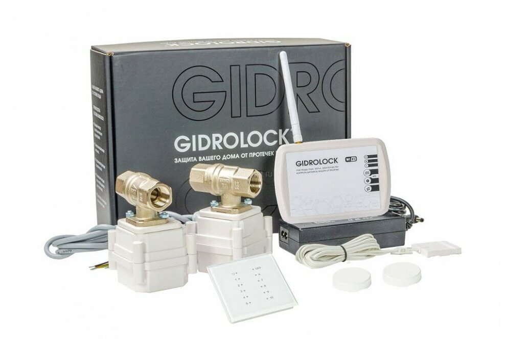 Комплект защиты от протечек воды Gidrolock WiFi V5 RADIO F1.Ul.3.WIFI Комплект защиты от протечек воды Gidrolock WiFi V5 RADIO 1/2" (ДУ15), Bonomi усиленный